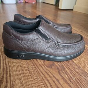 SAS Men's Side Gore Loafer Comfort Shoes in a Brown Cordovan Leather 10.5